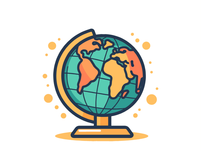 Illustrated globe with Kenya pinned, from the Beyond Internships logo